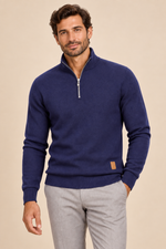 Men’s Fine Knit Half-Zip Jumper with Stand Collar