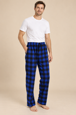 Men’s Plaid Fleece Pyjama Bottoms with Drawstring Waist