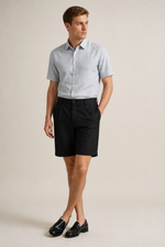 Men's Pleated Bermuda Shorts with Mid-Rise Waist