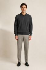 Men's Long Sleeve Knitted Polo Shirt