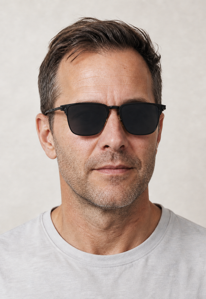Men's Semi-Rimless Sunglasses with Square Frame