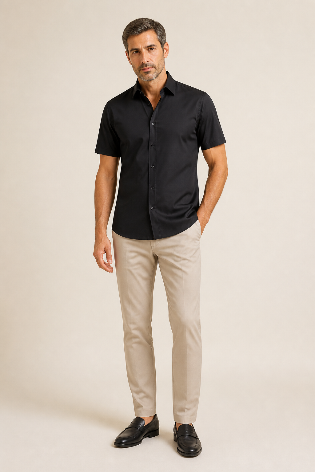 Men's Short Sleeve Button Up Shirt in Fitted Cut
