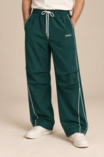 Men’s Wide-Leg Casual Trousers with Contrast Side Piping