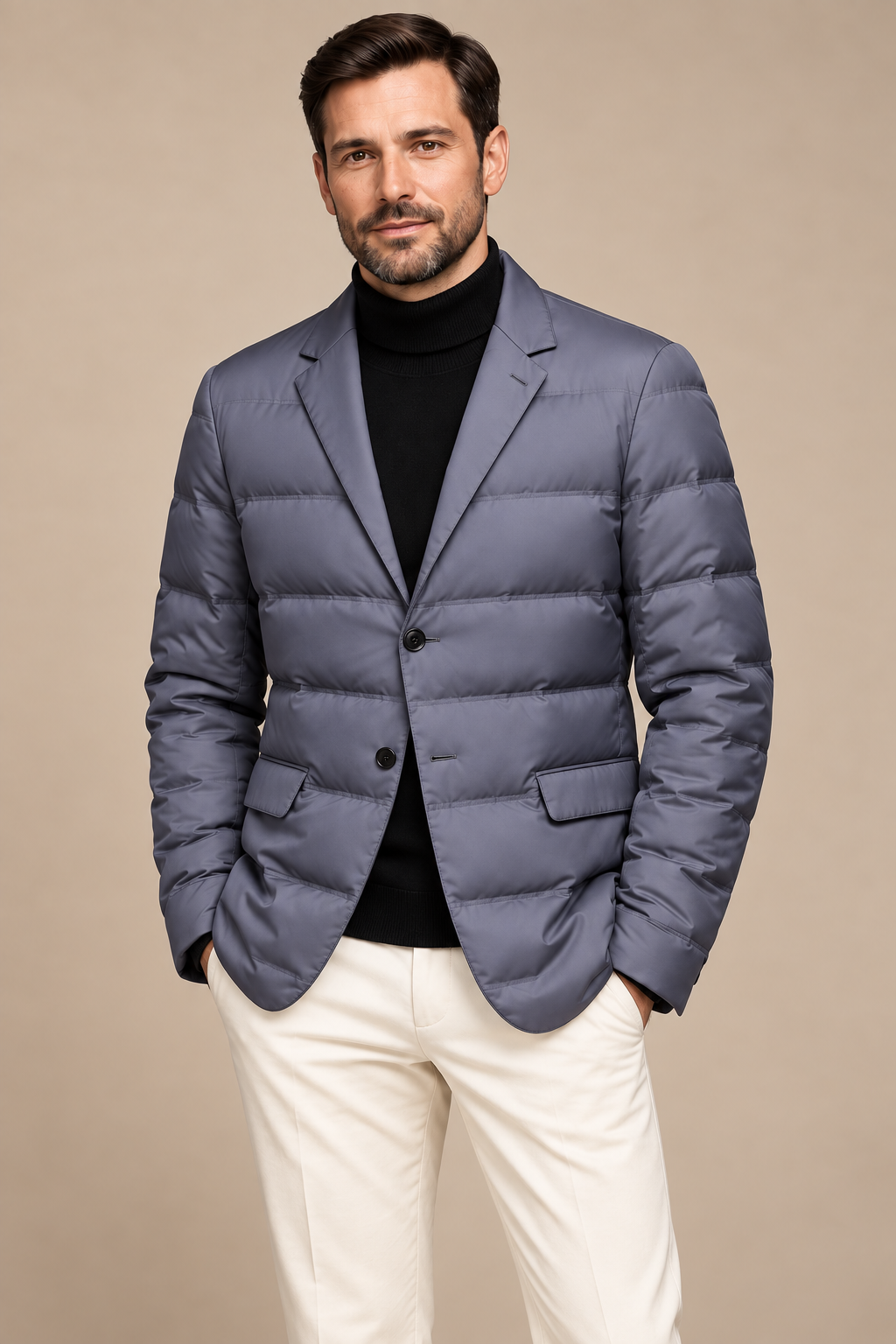 Men’s Padded Blazer Jacket with Notched Lapels