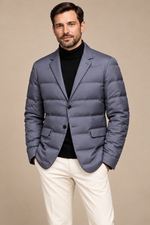 Men’s Padded Blazer Jacket with Notched Lapels