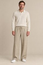 Men’s 100% Cashmere Wide-Leg Drawstring Trousers