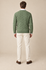 Men’s 100% Merino Wool Cable-Knit Crew-Neck Jumper