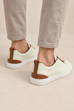 Men’s Cowhide Leather Slip-On Trainers with Contrast Detailing