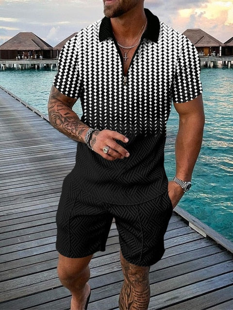 Lightweight summer and leisure set – Polo shirt and shorts set for men