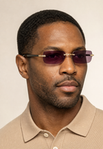 Men's Rimless Sunglasses with Geometric Lenses