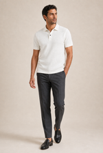 Men's Waffle Knit Polo Shirt with Short Sleeves