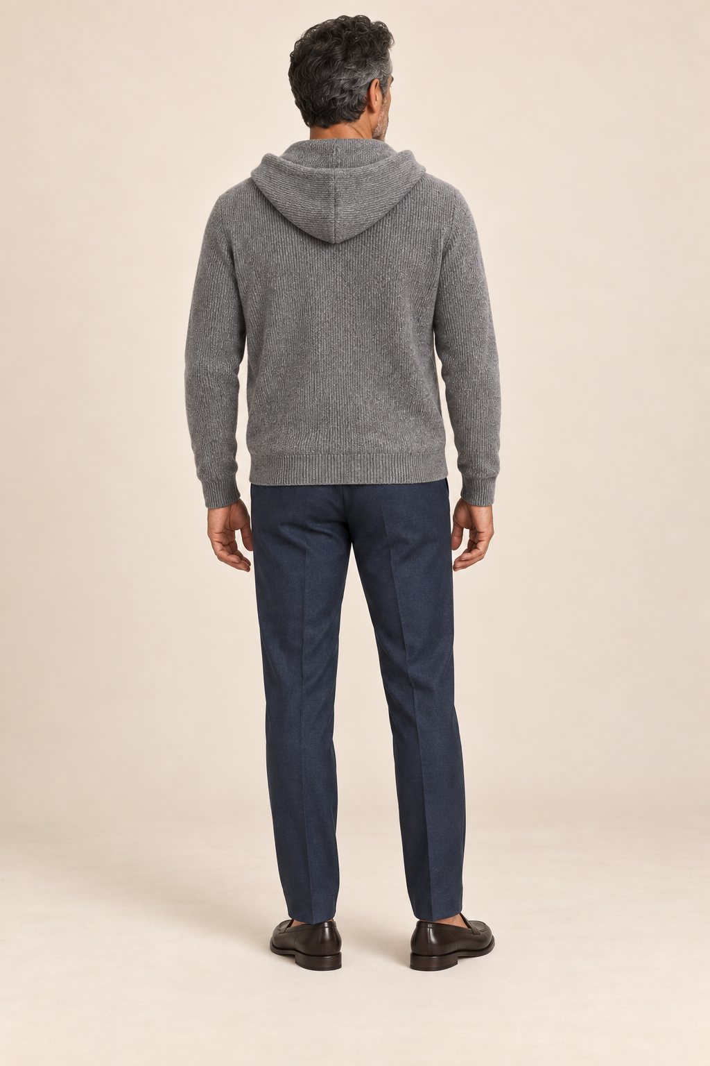 Men’s 100% Cashmere Full-Zip Knitted Hoodie