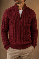 Men's Cable Knit Half Zip Jumper