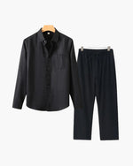 Men's Co-ord Set with Long Sleeve Shirt and Drawstring Trousers