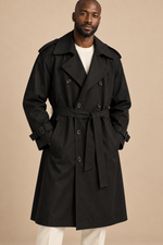Men’s Double-Breasted Trench Coat with Waist Belt