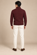 Men’s Textured Knit Half-Zip Jumper with High Collar