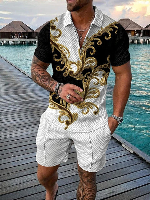 Lightweight summer and leisure set – Polo shirt and shorts set for men