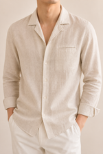 Men's Long Sleeve Shirt with Open Collar in Relaxed Fit