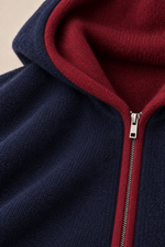 Men’s 100% Cashmere Full-Zip Hoodie with Contrast Trim