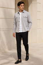 Men's Stretch Twill Overshirt with Chest Pockets