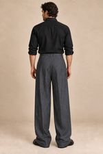 Men’s Pinstripe Wide-Leg Tailored Trousers