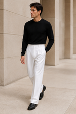 Men's Tailored Pleated Trousers with Belt Loops