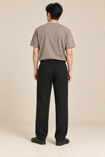 Men’s Waffle-Knit Wide-Leg Trousers with Drawstring Waist