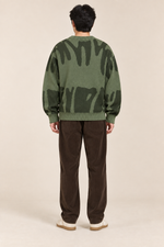 Men’s Abstract Pattern Knit Crew-Neck Jumper with Ribbed Trims