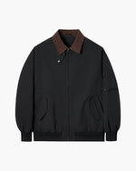 Men’s Zip-Up Harrington Jacket with Contrast Collar