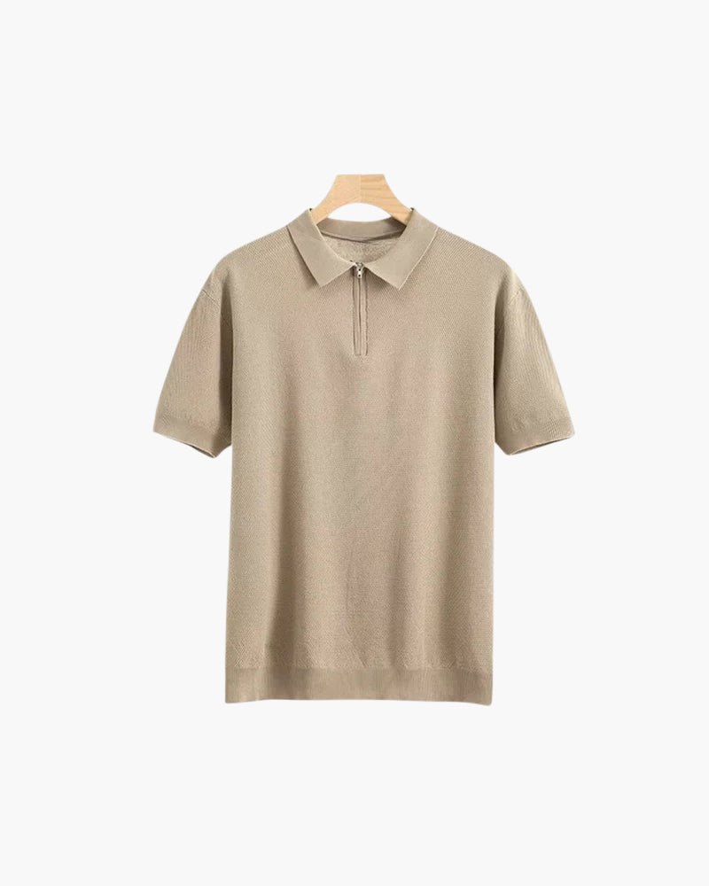 Men's Short Sleeve Zip Polo Shirt in Regular Fit