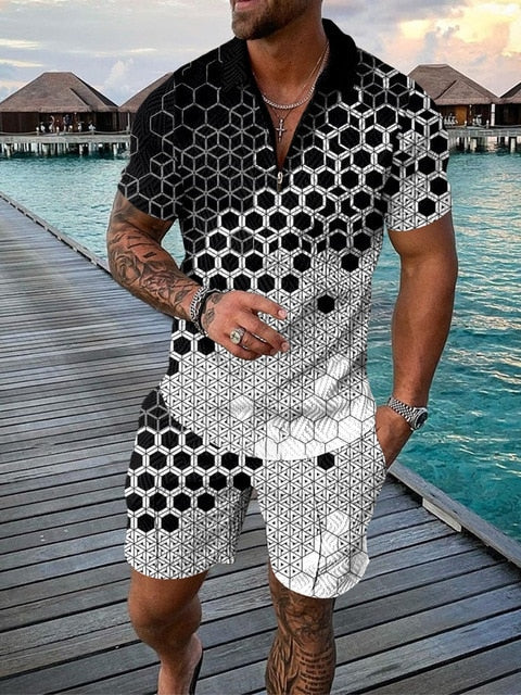 Lightweight summer and leisure set – Polo shirt and shorts set for men