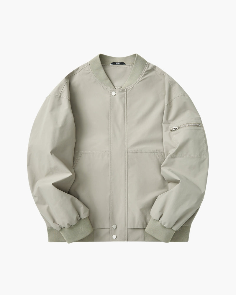 Men’s Zip-Up Bomber Jacket with Zipped Sleeve Pocket