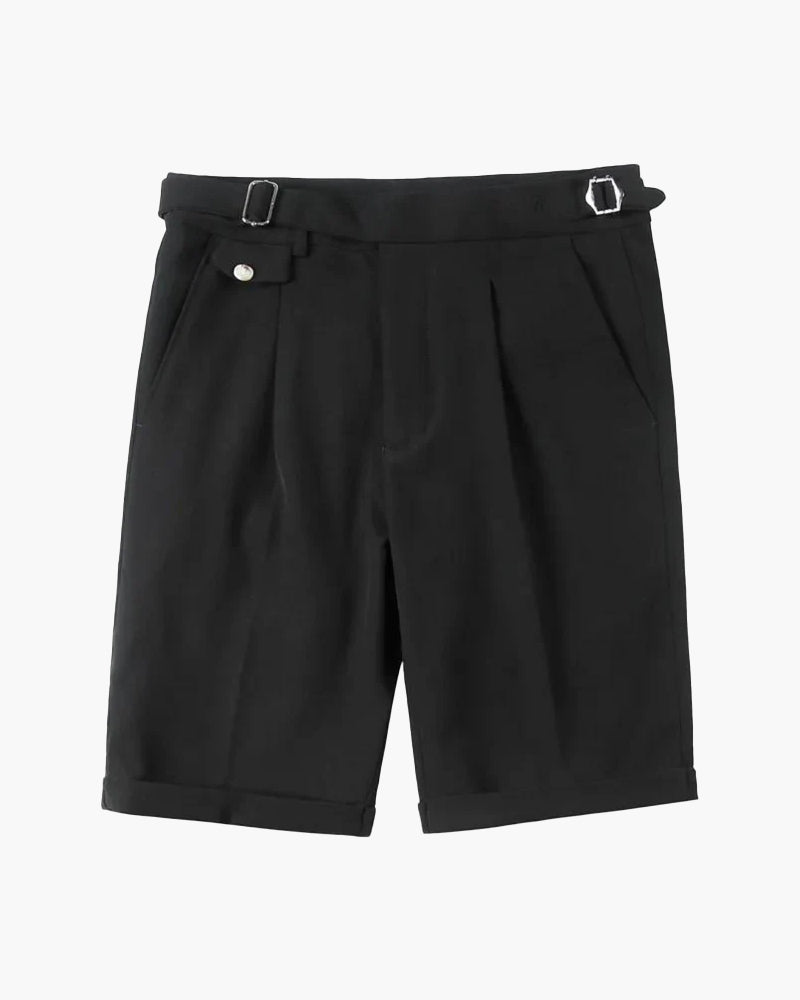 Men's Pleated Bermuda Shorts with Side Adjusters