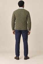 Men’s 100% Merino Wool Cable-Knit Crew-Neck Jumper