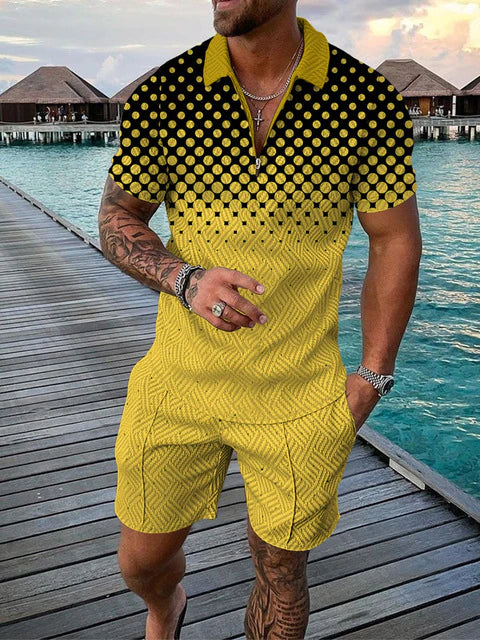 Lightweight summer and leisure set – Polo shirt and shorts set for men