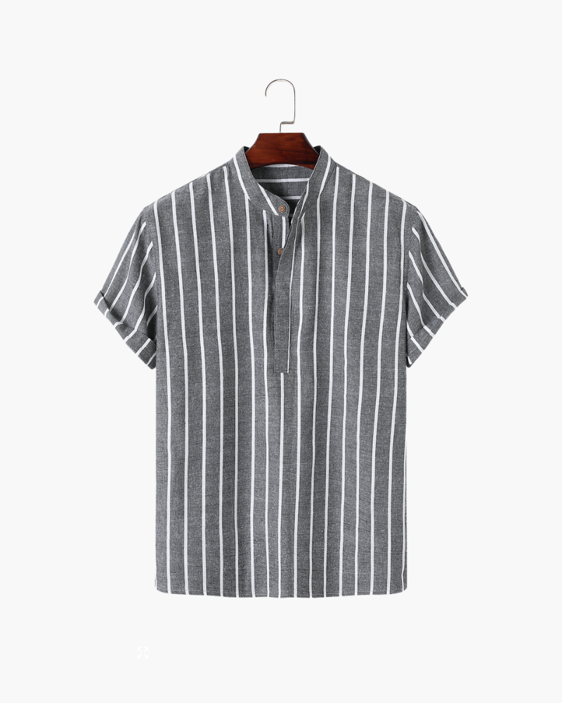 Men's Striped Polo Shirt with Short Sleeves