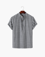 Men's Striped Polo Shirt with Short Sleeves