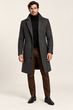 Men's Single-Breasted Overcoat with Notch Lapels