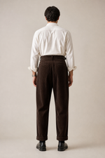 Men's Pleated Corduroy Trousers with High Waist