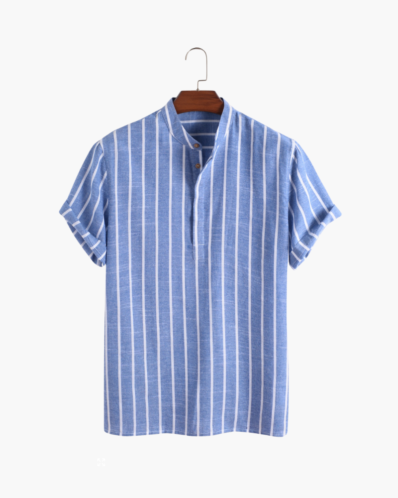 Men's Striped Polo Shirt with Short Sleeves