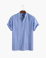 Men's Striped Polo Shirt with Short Sleeves