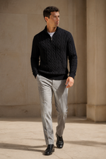 Men's Cable Knit Half Zip Jumper