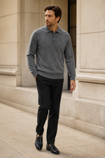 Men's Long Sleeve Knitted Polo Shirt