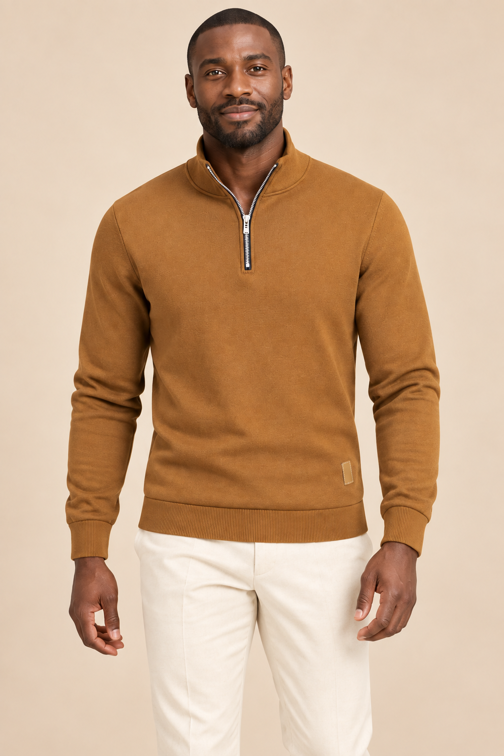Men’s Fine Knit Half-Zip Jumper with Stand Collar
