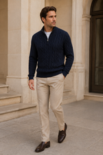 Men's Cable Knit Half Zip Jumper
