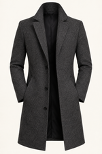 Men's Single-Breasted Overcoat with Notch Lapels