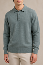Men's Long Sleeve Knitted Polo Shirt