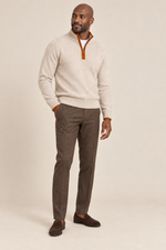 Men’s 100% Cashmere Half-Zip Jumper with Contrast Trim