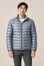 Men’s Lightweight Down Puffer Jacket with Stand Collar