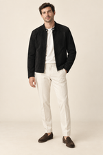 Men’s Suede-Look Zip-Up Jacket with Stand Collar